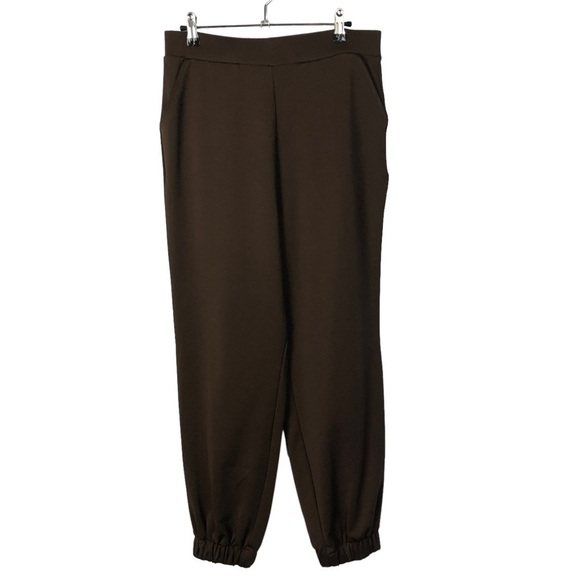 Zara Dark Brown High Rise Tapered Leg Straight Leg Pants L - Picture 1 of 4